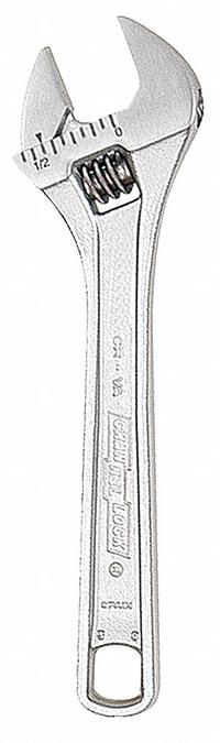 CHANNELLOCK Adjustable Wrench: Alloy Steel, Chrome, 4 1/2 in Overall Lg, 1/2 in Jaw Capacity (MPN 804). Key specifications — attr309359: Chrome; attr324924: CHANNELLOCK; attr309358: Alloy Steel.