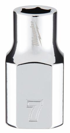 MILWAUKEE Standard Socket: Metric, 3/8 in Drive Size, 7 mm Socket Size, 6-Point, Std, Chrome (MPN 45-34-9077). Key specifications — attr1204417: MILWAUKEE; attr1204392: Chrome.