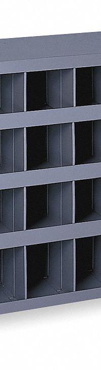 DURHAM MFG Pigeonhole Bin Unit: 34 in x 8 1/2 in x 18 in, 32 Compartments, Gray, Steel (MPN 344-95). Key specifications — attr7229: Steel; attr38869: DURHAM MFG; attr38873: Gray.