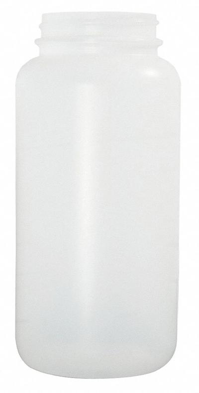 QORPAK Bottle: HDPE, 2 L, 68 fl oz, Natural, 89-400 mm, No Closure, No Closure - HDPE Wide Mouth Round Lab Bottles