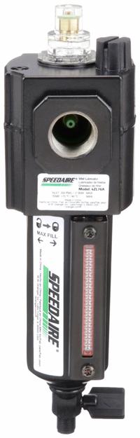 SPEEDAIRE Compressed Air Lubricator: Mist, 1/2 in NPT, 95 cfm, 250 psi Max Op Pressure, Screwdriver (MPN 4ZL76). Key specifications — attr111774: Aluminum; attr111402: Intermediate Duty; attr111761: SPEEDAIRE.