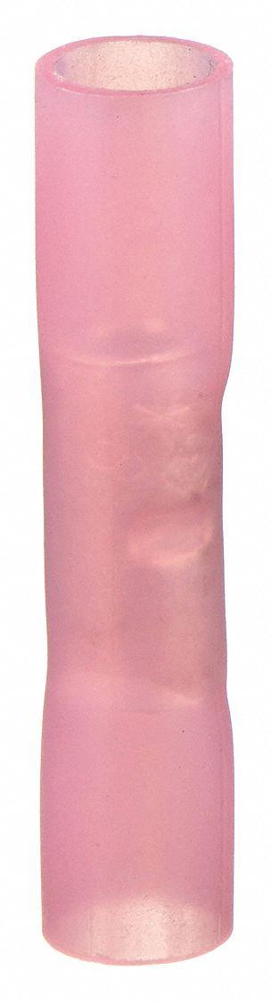 VELVAC Butt Splice Connector: Pink, Nylon with Heat Shrink, For Wire Size 8 AWG – 8 AWG - Insulated Butt Splice Connectors with Heat Shrink
