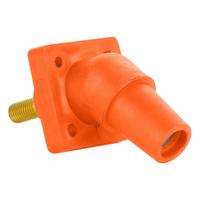 Single Pole Receptacle: Orange, Angled Taper Nose Mating, Threaded Stud Termination, 600V AC/600V DC (MPN 16R30-1UO). Key specifications — Series: 16; Receptacle Gender: Female; Brand: LEVITON.