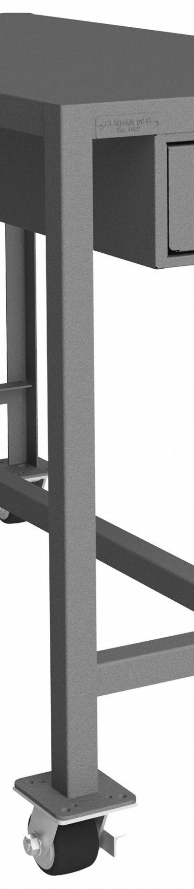 DURHAM MFG Work Table: Fixed Ht - Steel-Top Mobile Worktables