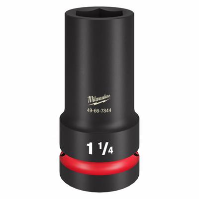 MILWAUKEE Impact Socket: 1 in Drive Size, SAE, 1 1/4 in Socket Size, 6-Point, Deep - 1" Drive Impact Sockets