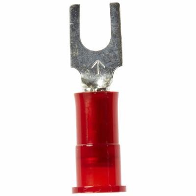 3M Fork Terminals: Red, Nylon, #6 Stud Size, 22 AWG – 18 AWG Wire Range - Insulated Fork Terminals