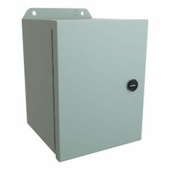 HAMMOND Electrical Enclosure: Steel, 8 in x 6 in x 6 in, NEMA 12/13/3R/4, w/Panel, Solid Cover (MPN EJ866). Key specifications — Closure Method: Latches; Brand: HAMMOND; Knockouts: Not Included.