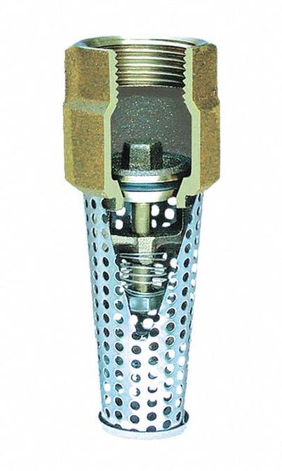 SIMMONS Foot Valve: Spring, Silicon Bronze, Inline, 1 1/4 in Pipe Size, FNPT, Pumps - Foot Valves