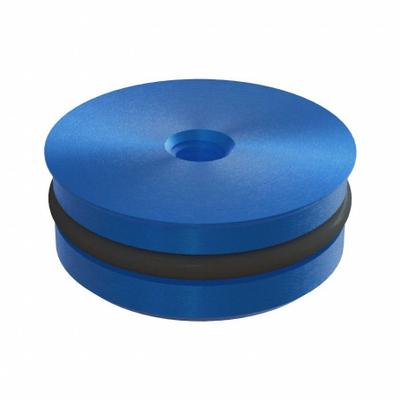 JERGENS Ball Lock Receiver Plug: Blue Anodize, Aluminum, 20 mm Outside Dia, 8 mm Overall Ht - Ball Lock Receiver Plugs