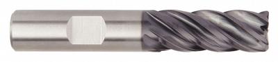 WIDIA HANITA Square End Mill: Carbide, AlTiN Coated, 5 Flute, 5/8" Mill Dia, 2-1/8" LOC - Fast-Cutting Carbide Square End Mills for Steel & Cast Iron