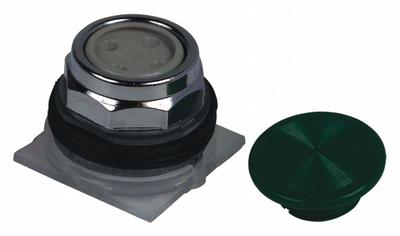 SCHNEIDER Mushroom Head Push Button: Green, 30 mm Mounting Size, Metallic - Mushroom-Head Push-Button Operators
