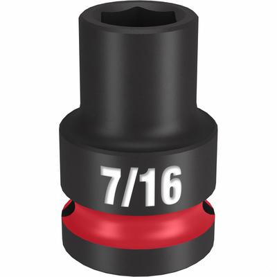MILWAUKEE Standard Impact Socket: 1/2 in Drive Size, SAE, 7/16 in Socket Size, 6-Point - 1/2" Drive Impact Sockets