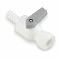 PARKER Manual Two-Way Ball Valve: 3/8 in, Polypropylene, Straight, Barb x FNPT, One-Piece, Lever (MPN PBPP6VFC6). Key specifications — Brand: PARKER; Handle: Lever.