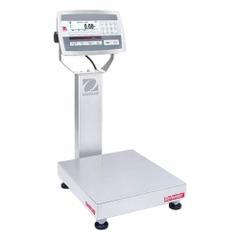 OHAUS Industrial Bench Scale: 12 in x 14 in, IP67/IP68, Column-Mounted, 25 lb Wt Capacity - Imperial (MPN D52XW12RTR1). Key specifications — Connection Ports: Analog Output; Readability: 0.001 lb/0.5 g; Brand: OHAUS; Weighing Surface Material: Stainless Steel.