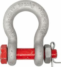 CROSBY Anchor Shackle: Anchor Shackle, 19,000 lb Working Load Limit, 1 7/16 in Wd Between Eyes, Red (MPN 1021056). Key specifications — Body Color: Silver; Brand: CROSBY.