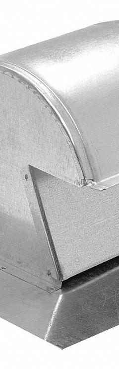 Roof Cap: Round, 10 in Duct, 26G Galvanized Steel, Steel, Silver Finish, Galvanized, Press Fit (MPN RC-10). Key specifications — Screen Included: No; Backdraft Damper Included: Yes; Brand: SOLER & PALAU; Product Type: Roof Cap; Color: Silver; Connection Type: Press Fit; Type of Cap/Hood: Roof Cap; Material of Cap/Hood: Galvanized Steel.