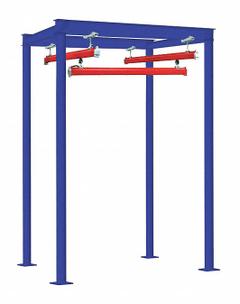 DEMAG Crane Monorail Kit: 1,100 lb Load Capacity, 10 19/32 ft Ht Under Beams, 13 ft Post Ht (MPN FWS-30608). Key specifications — Body Material: Steel; Manufacturer Part Number: FWS-30608; Brand: DEMAG; Includes: Mounting Hardware.