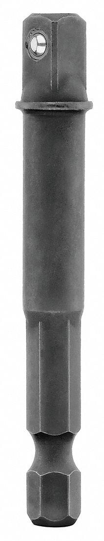 DEWALT Hex Drive Socket Adapter: 1/4 in Input Drive Size, Black Oxide, Square - 1/4" Male Hex Drive Impact Socket Adapters