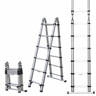 TELESTEPS Combination Ladder: 2 Configurations, Aluminum, 250 lb Load Capacity - Extending Multifunction Ladders