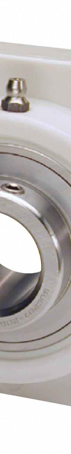 IPTCI BEARINGS 4 Bolt Flange Bearing: Radial Ball, 20 mm Bore, PBT Plastic, Set Screws, 86 mm Lg (MPN SUCTF204-20MM IP69K). Key specifications — Bore Type: Cylindrical; Brand: IPTCI BEARINGS; Housing Material: PBT Plastic; Lubricant Material: H-1 Grease; Mounting Bolt Size: 3/8 in; Split Housing: Not Split; System of Measurement: Metric.