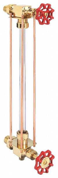 APOLLO Water Gauge: Bronze, 5/8 in Gauge Glass Dia, 12 in Gauge Glass Lg, 14 in Center to Center Lg (MPN 2550100). Key specifications — Valve Type: Ball Check; Brand: APOLLO; Stem Packing Material: PTFE with Hypalon; Gasket Material: EPDM.