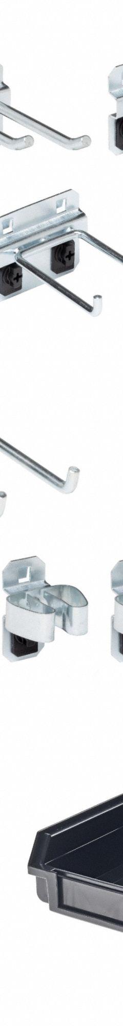 TRITON PRODUCTS Pegboard Hook Assortment Kit: 15 1/4 in x 10 1/2 in x 2 1/2 in, 28 Hooks, Screw-In (MPN LH3-Kit). Key specifications — attr38463: Surface; attr38465: (2) Extended Spring Clips; attr38449: Zinc-Plated; attr38447: Silver; attr59547: Hook Assortment Kit; attr38464: Screw-In; attr7804: Steel; attr38450: Pliers.