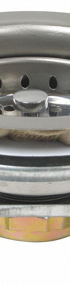 PERFECT PUTTY Strainer: Stainless Steel, Chrome, 2 1/2 in Overall Ht, 4 1/2 in Overall Dia, Threaded (MPN 59-3140). Key specifications — Product Type: Sink Drain; Brand: PERFECT PUTTY; Finish: Chrome; Material: Stainless Steel; Includes: Basket with Spring Lock Post.