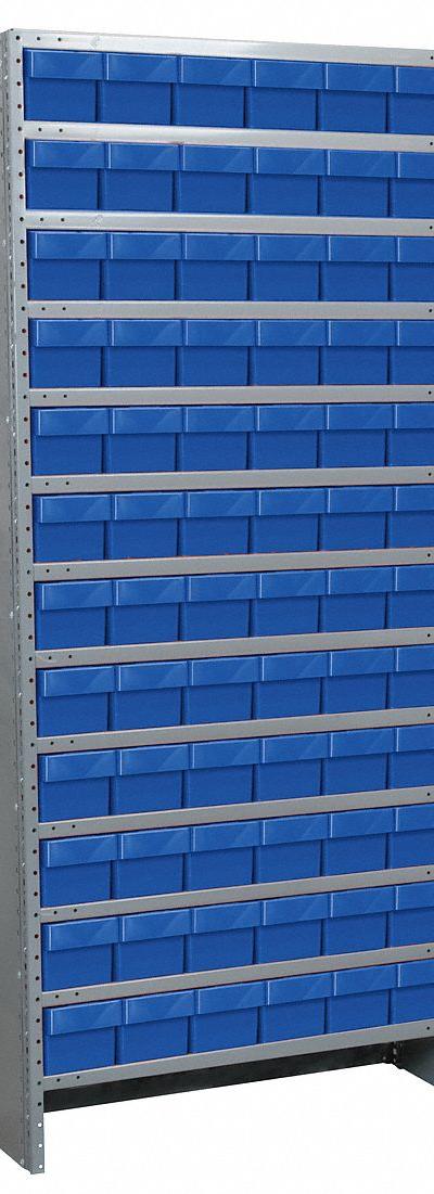 AKRO-MILS Enclosed Bin Shelving: 36 in x 12 in x 79 in - Metal Stationary Bin Shelving with Closed-Front Bins