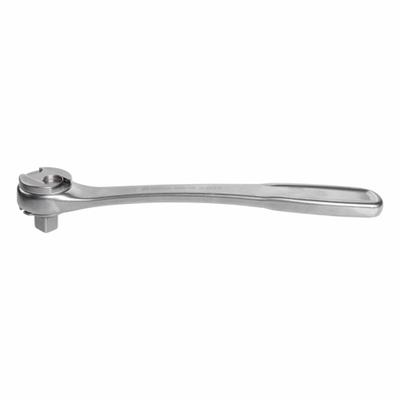 BETA Hand Ratchet: Round, Reversible, 10 1/4 in Overall Lg, Polished, 5° Min Arc Swing - Stainless Steel Ratchets