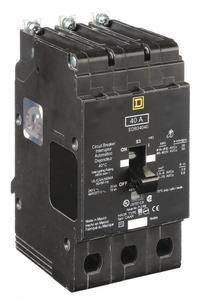 SQUARE D Miniature Circuit Breaker: 40 A, 277/480V AC, Three Phase, 18kA at 277/480V AC, 3 Poles (MPN EDB34040). Key specifications — Phase: Three; Amps: 40 A; AC Voltage Rating: 277/480V AC; Max. AIR Rating: 18kA at 277/480V AC; For Use With: Square D NF Panelboards; Brand: SQUARE D.