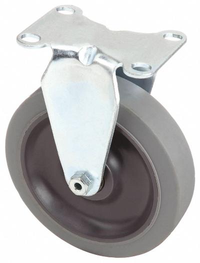 APPROVED VENDOR Plate Caster: Rigid, No Brake, Rubber, 4 in Wheel Dia, 1 1/4 in Wheel Wd - Light-Duty Plate Casters