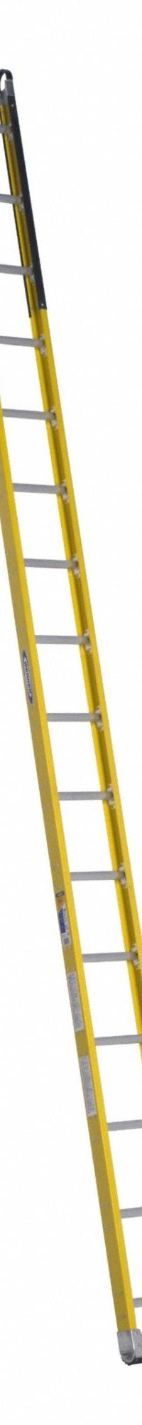 WERNER Straight Ladder: 16 ft Ladder Size, Fiberglass, 375 lb Load Capacity, 40 lb Wt, 16 Rungs (MPN M7116-1). Key specifications — Color: Yellow; Brand: WERNER; Included Features: Side Rail Bumpers; Shoe Type: Slip-Resistant.