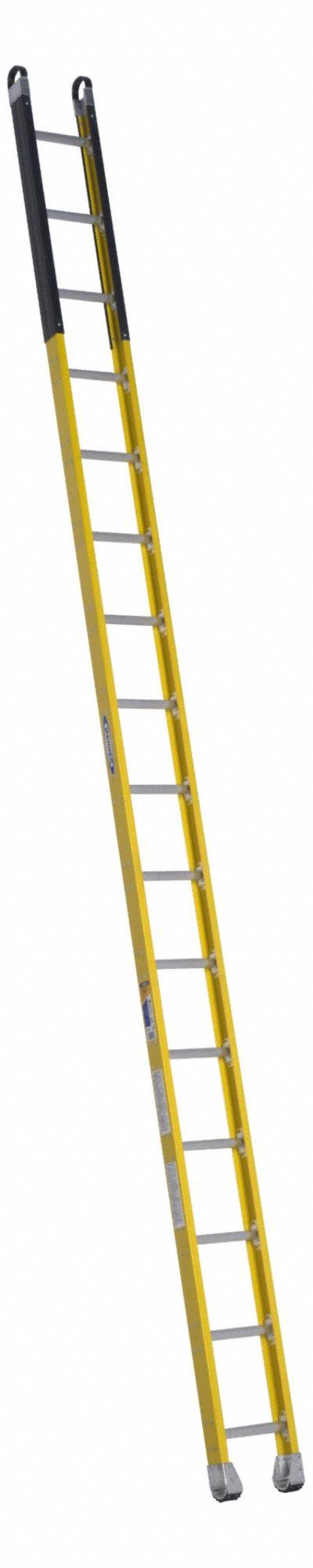 WERNER Straight Ladder: 16 ft Ladder Size - Manhole Non-Conductive Fiberglass Ladders