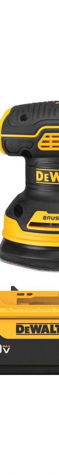 DEWALT Cordless Sander: 20V MAX, Battery Included, 5 in Dia, Random Orbital, Hook and Loop, 20 V (MPN DCW210P1). Key specifications — attr658803: Bare Tool; attr658797: 5.0 Ah; attr658828: Disc Sander; attr658800: DEWALT; attr868314: 20 V.