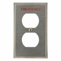 LEVITON Wall Plate: Duplex Outlet, 1 Gang, Std Size (MPN 84003-E40). Key specifications — Brand: LEVITON; Material: Stainless Steel.
