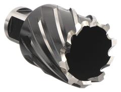 MILWAUKEE Annular Cutter: 1 1/2 in Cutter Dia, 1 in Max Cutting Dp, Black Oxide, High Speed Steel (MPN 49-59-1500). Key specifications — attr253884: No; attr253885: Black Oxide; attr253886: High Speed Steel; attr253887: Weldon Flat; attr253888: Fractional Inch; attr277149: MILWAUKEE.