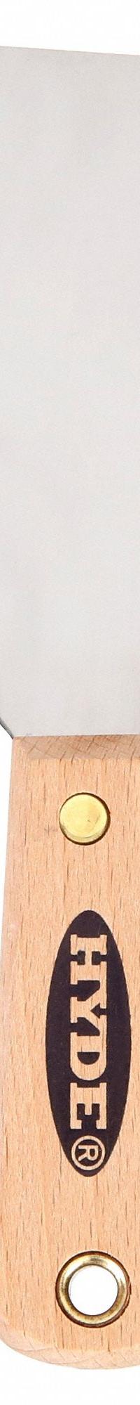 HYDE Joint Knife: Bld. Mat. Carbon Steel, Hdl. Mat. Hardwood, Flex, Straight Bld. Shape (MPN 07360). Key specifications — attr1004902: HYDE; attr1012057: Full; attr1014703: Wood; attr1017570: Standard End; attr1029655: Straight; attr1034073: Straight.