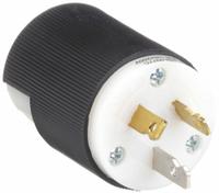 BRYANT Straight Blade Plug: 10-20P, 125/250V AC, 20 A, 3 Pole, 3 Blade, Black/White (MPN 9151N)