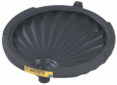 JUSTRITE Drum Funnel: No Lid, Black, No Flame Arrester, 21 in x 3 1/4 in - Drum Funnels
