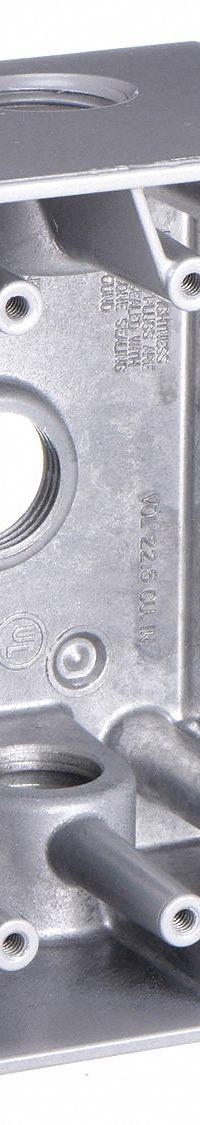 BELL Electrical Box: Aluminum, Rectangular, 1 Gangs, 1/2 in Hub Size, 22.5 cu in Capacity, Gray (MPN 5385-0). Key specifications — Color: Gray; Brand: BELL.