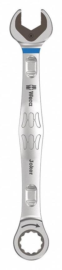 WERA Combination Wrench: Alloy Steel, Nickel Chrome, 19 mm Head Size, 9 5/8 in Overall Lg, Reversing (MPN 05073279001). Key specifications — attr309600: 19 mm; attr309611: Nickel Chrome; attr309610: Alloy Steel; attr309604: Yes; attr309612: No; attr309613: No; attr309615: No; attr324932: WERA.