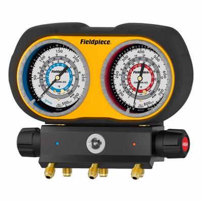 FIELDPIECE Analog Gauge: 3 Valves, 0 Hoses, Series GS, 3 in Gauge - Analog Manifold Gauge Kits