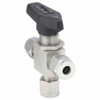 PARKER Manual Three-Way Ball Valve: 1/4 in, 316 Stainless Steel, L Flow, Std Port Ball Port, Lever (MPN 4A-MB4XPFA-SSP). Key specifications — Brand: PARKER; Handle: Lever.