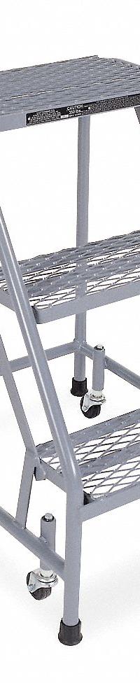 COTTERMAN Step Stool: 2.5 ft Overall Ht, 450 lb Load Cap, 3 Steps, Steel, 2.5 ft Standing Ht (MPN 1003N1820A1E10B3C1P1). Key specifications — attr1051722: Rolling Step Stool; attr1055542: Not Stackable; attr1051712: Replacement Foot Pads; attr1051697: COTTERMAN; attr1051699: (4) Swivel; attr1051702: Gray; attr1051707: Rubber; attr1051708: Slip-Resistant.