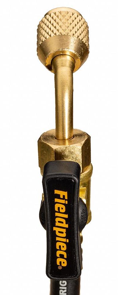 FIELDPIECE Hose: 5 ft Lg, 45° Angle, Black, Rubber, Single Hose, Ball Valve - Evacuation & Charging Hoses