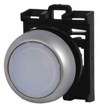 EATON Flush Push Button: 22 mm Mounting Size, Non-Metallic, Maintained (MPN M22-DRL-W). Key specifications — Brand: EATON; Action: Maintained; Series: M22; Push Button Material Type: Non-Metallic.