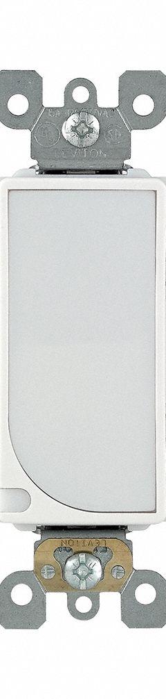 LEVITON Wall Switch: 120V AC, White, Vertical (MPN 6527-W). Key specifications — Brand: LEVITON; Voltage: 120V AC.