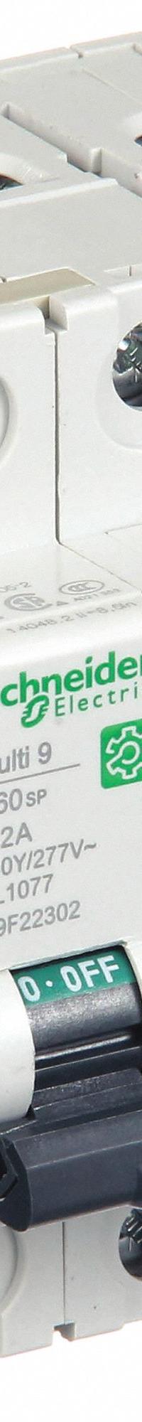 SCHNEIDER IEC Supplementary Protector: 2 A Amps, 14kA at 240V AC, Screw Clamp, C60SP (MPN M9F22302). Key specifications — Terminal Connection: Screw Clamp; Series: C60SP; AC Voltage Rating: 240/415/440V AC; DC Voltage Rating: Not Rated; Max. AIR Rating: 14kA at 240V AC; Brand: SCHNEIDER.