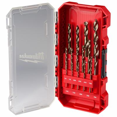 MILWAUKEE Jobber Length Drill Bit Set: 15 Pc, 1/16" to 3/8", 135° Point, Cobalt - Cobalt Jobber-Length Drill Bit Sets