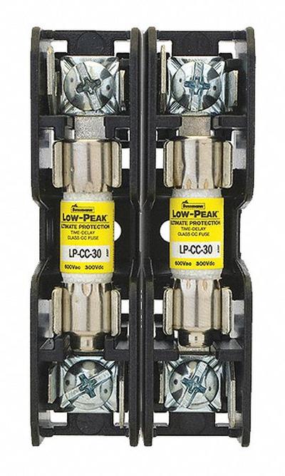 BUSSMANN Fuse Block: Open Block Design, 2 Pole, 600 V AC, Box Lug - Fuse Blocks for UL Class CC Fuses